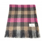 100% Wool Blanket/Throw/Rug Pink Grey & Fawn Check